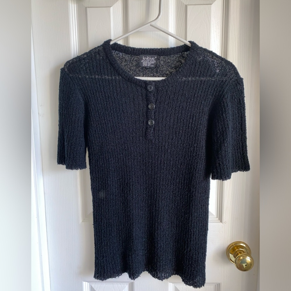 Vintage Knitivo Short Sleeve Top Size M in Black.
